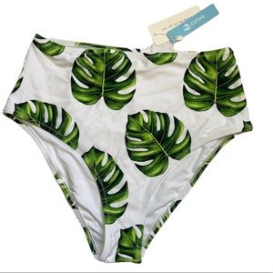 NWT Cupshe: Tropical Leaves High Waisted Bottoms | Sz M